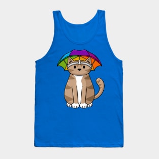 Umbrella Hat Cat Tank Top